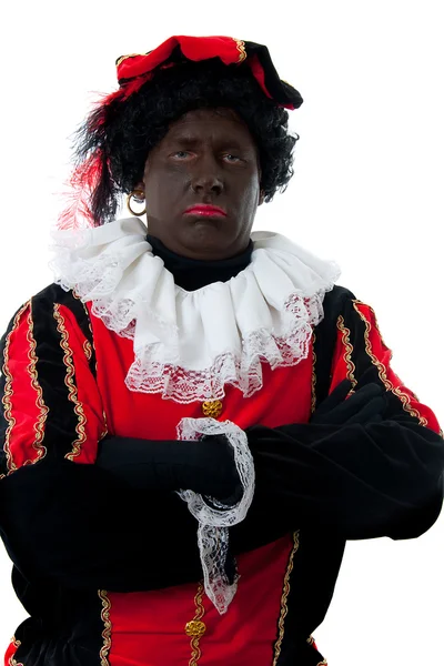 Zwarte piet (μαύρο Πιτ) τυπικό ολλανδικό χαρακτήρα — Φωτογραφία Αρχείου