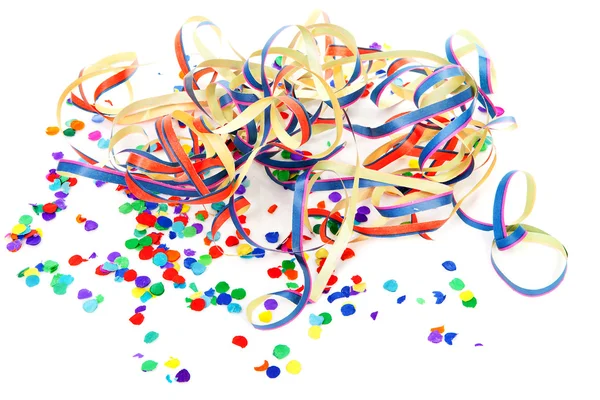 Kleurrijke confetti en partij wimpels — Stockfoto
