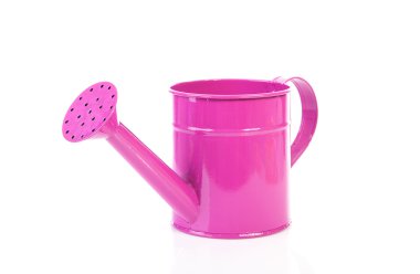 Pink watering can over white background clipart