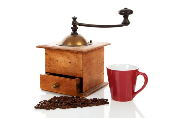 Старая деревянная кофемолка — стоковое фото