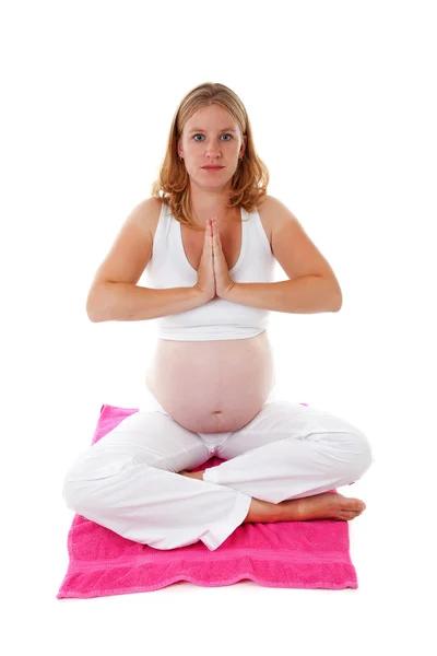 Mulher fazendo ioga gravidez meditativa — Fotografia de Stock