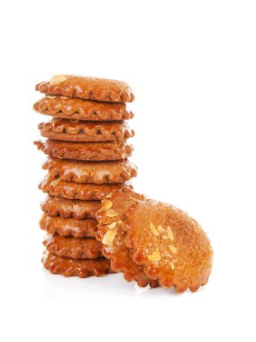 tipik Hollanda dolgulu gingerbread çerezleri yığını