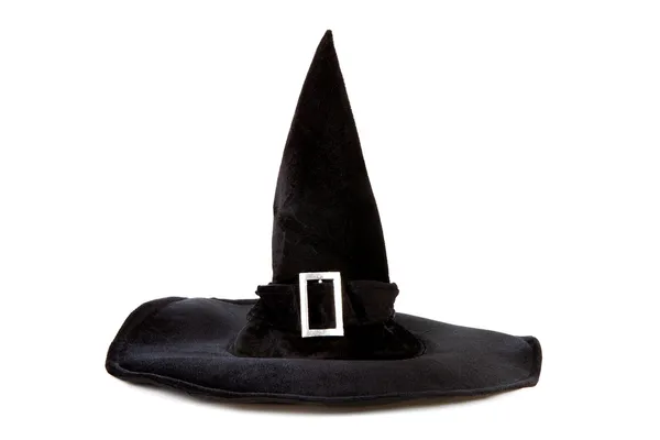 Sombrero de bruja de tela negra para Halloween —  Fotos de Stock