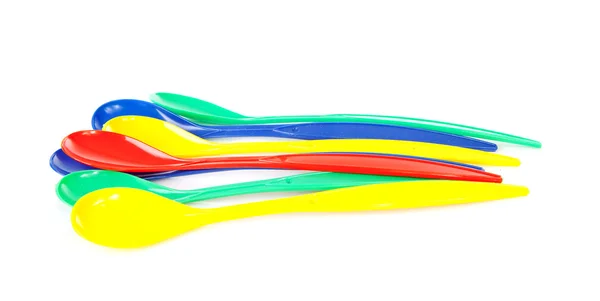 Kleurrijke plastic lepels — Stockfoto