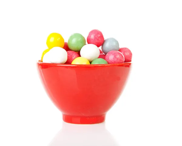 Bowl with colorful gumballs — Stock Photo, Image