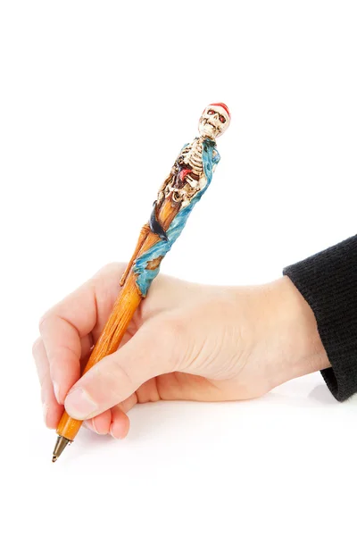 Hand holding pirate pen — Stock Photo, Image