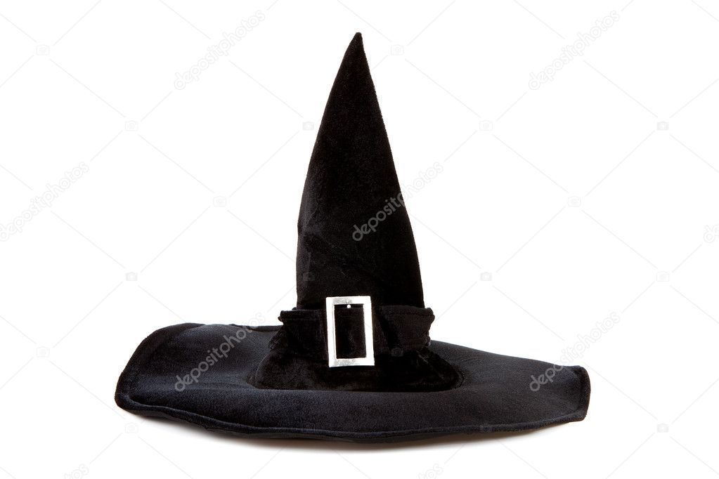 Black fabric witch hat for Halloween