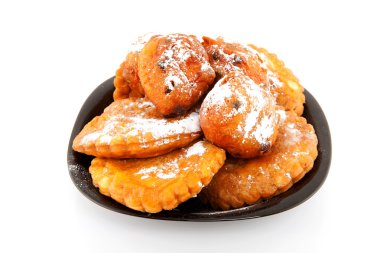 Plate with Dutch donut and apple turnovers clipart