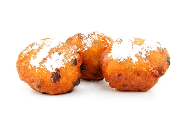 Drei holländische Donuts auch als Oliebollen bekannt — Stockfoto