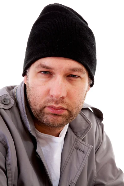 Portret van mannelijke dakloze vagebond — Stockfoto