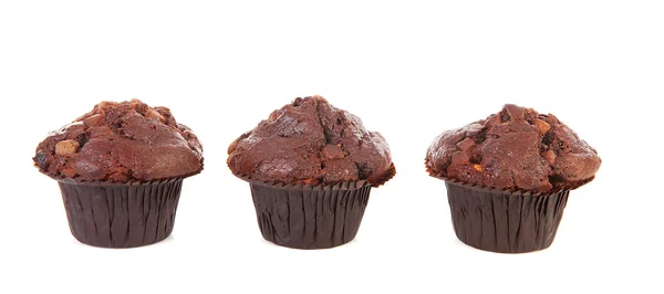 Three chocolate cupcakes — Stock Photo, Image