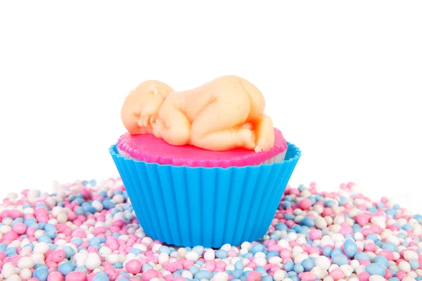 Marcipán baba születés-cupcake — Stock Fotó