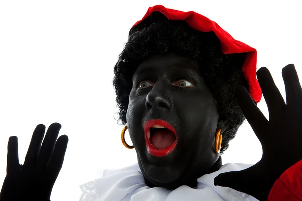 Zwarte piet (černá pete) typický holandský charakter — Stock fotografie