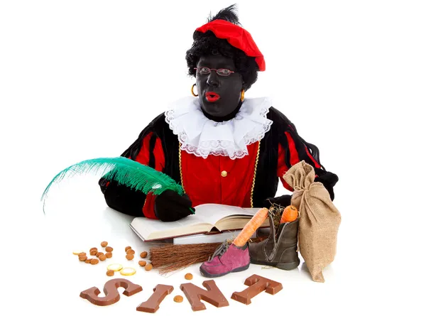Zwarte piet (μαύρο Πιτ) τυπικό ολλανδικό χαρακτήρα — Φωτογραφία Αρχείου