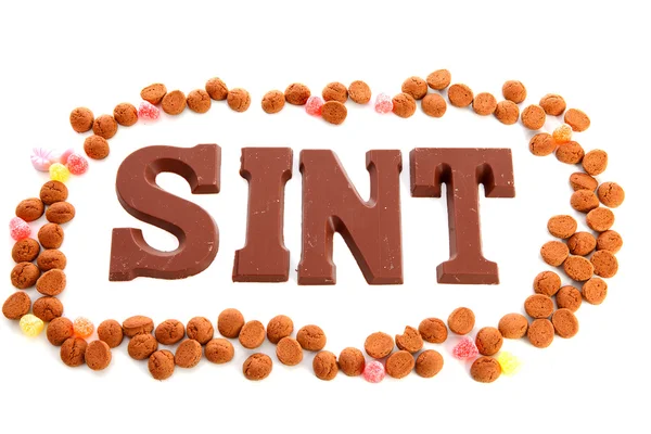 Slovo "sint" čokoládové písmeny — Stock fotografie