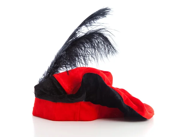 红色与黑色帽子的 zwarte piet — 图库照片