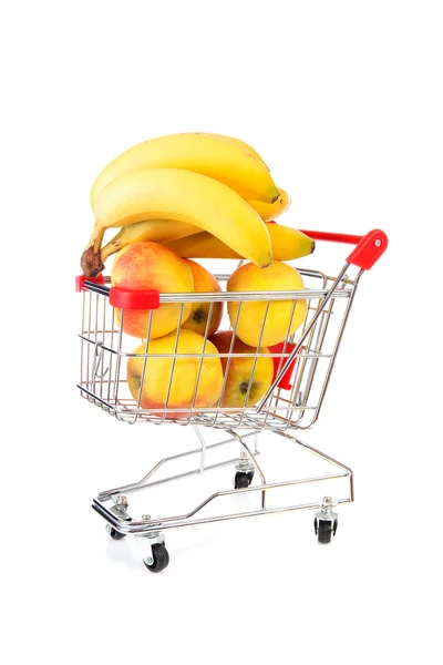 Carrinho de compras com frutas — Fotografia de Stock