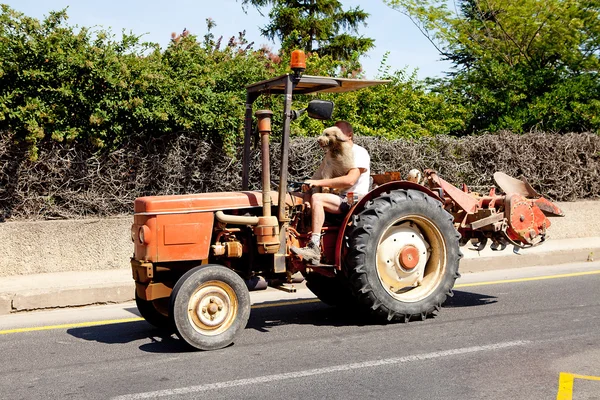 stock image Man is driving his tractor