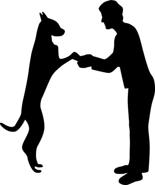Жінка і собака силует вектор — стоковий вектор