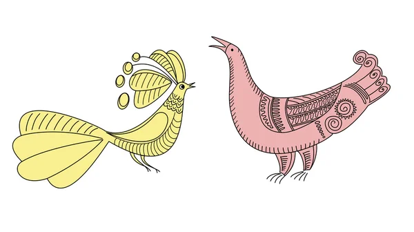 Zeichnung Handwerk Vögel Silhouette — Stockvektor