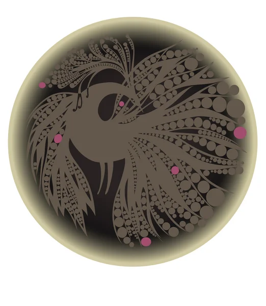 Grå fågel silhuett i en cirkel — Stock vektor