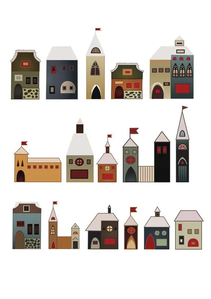 Set di case decorative — Vettoriale Stock