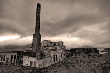 Abandoned fish processing factory clipart