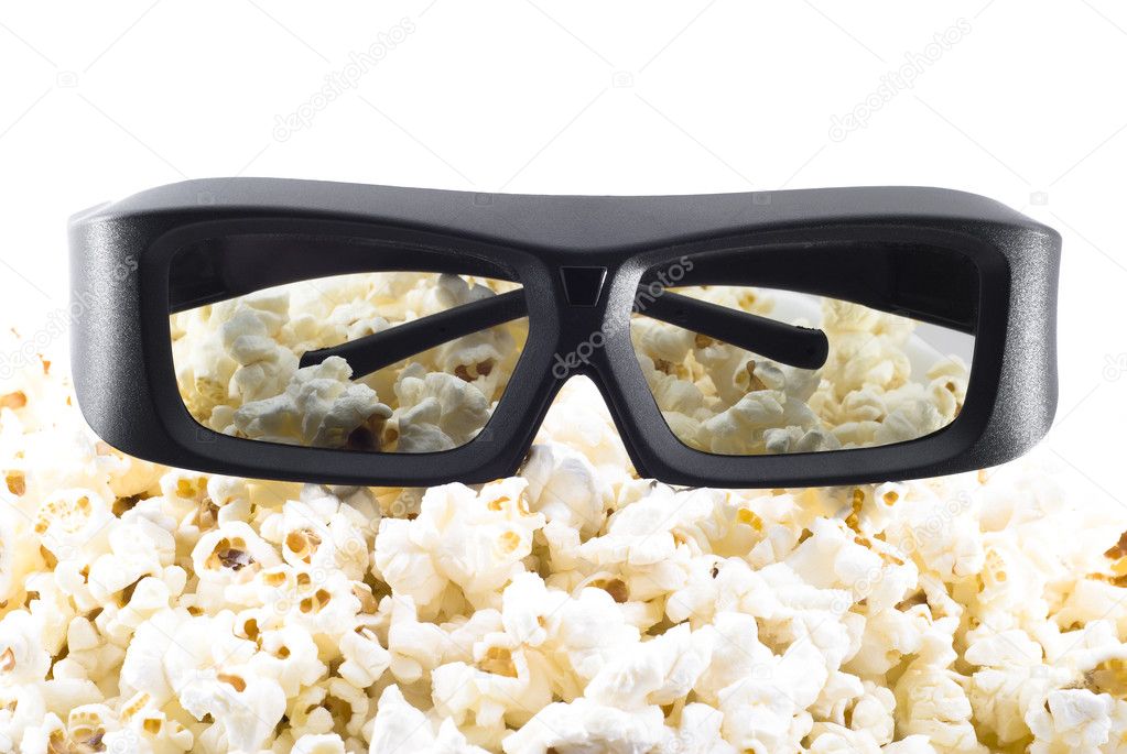 3D shutter glasses on popcorn
