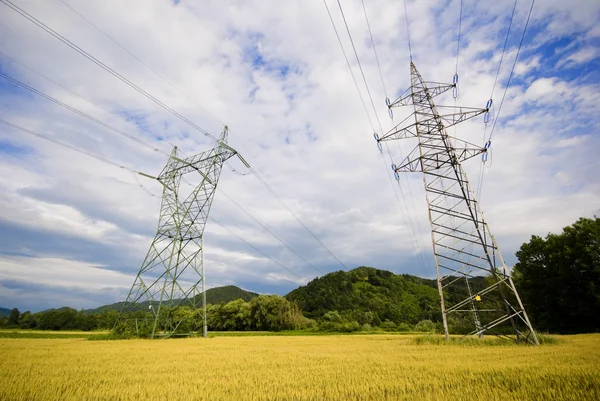 High voltage power lines — Stock Photo, Image
