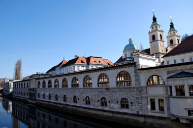 Old city center of Ljubljana clipart