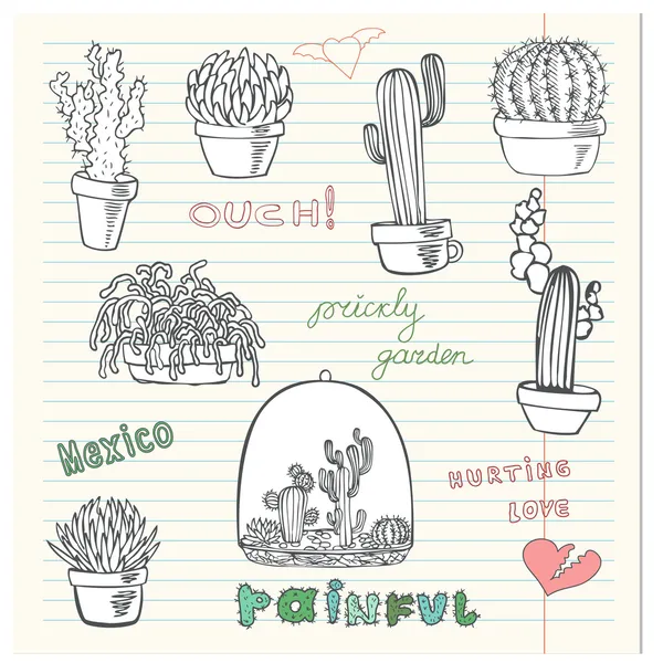 Dolore amore cactus . — Vettoriale Stock