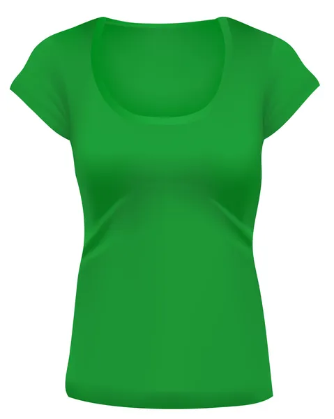 여자 녹색 t-셔츠 서식 파일 — 스톡 벡터