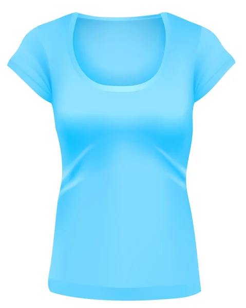 Kadın mavi tişört şablonu — Stok Vektör