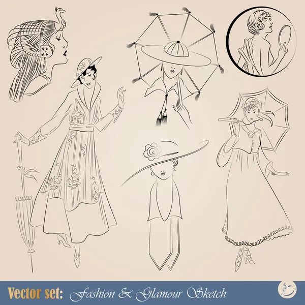 Elegantní vintage módní ilustrace — Stock vektor