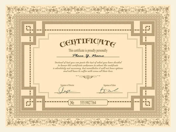 Template certificate — Stock Vector