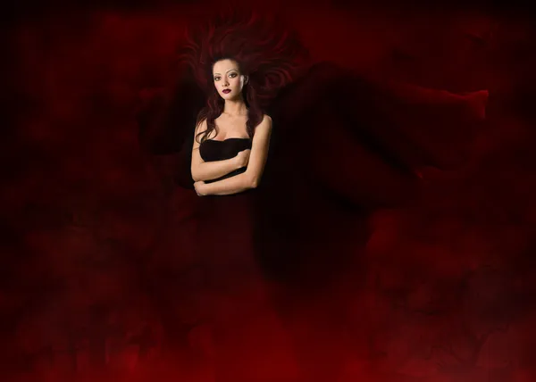 Beautiful gothic style woman with wings — Stock Photo, Image