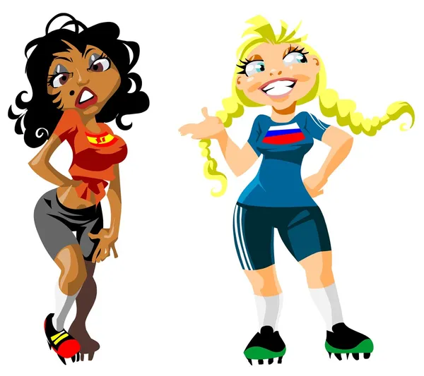 Ισπανική και ρωσική κορίτσια αθλητές. — Διανυσματικό Αρχείο