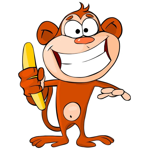 Смешная обезьяна с бананом — стоковый вектор