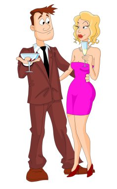 Young couple drinking wine clipart
