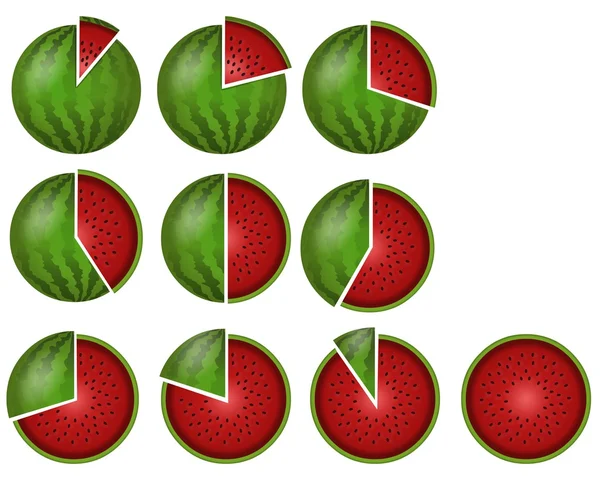Wassermelonen-Kreisdiagramme — Stockfoto