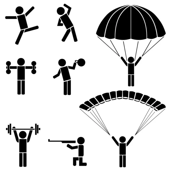 Doing body building exercise, skydiving — Stock Vector