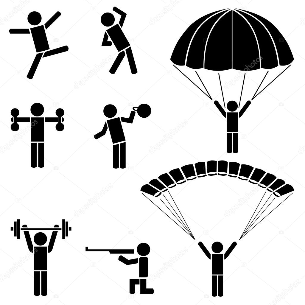 doing body building exercise, skydiving