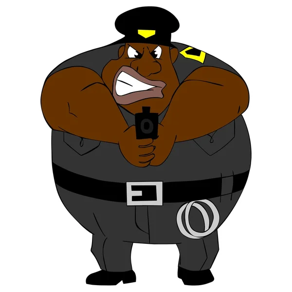 Afro amerykański oficer policji mające na pistolet — Wektor stockowy