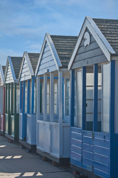 Line of of Beach Huts at English Seaside Resort