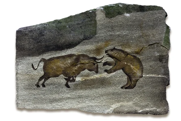 Bull and Bear Markets Cave Painting — Stock Photo, Image