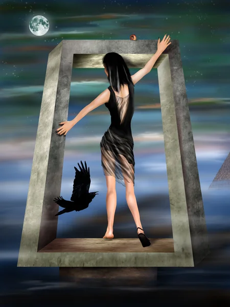 Gotiska prinsessa i en surrealistisk dreamscape — Stockfoto