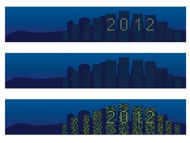 Pencerelerde 2012 ile şehir manzarası