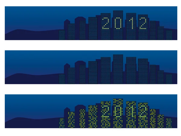 stock vector Cityscape with 2012 in windows