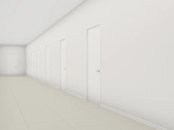 Korridor med dörrar — Stockfoto