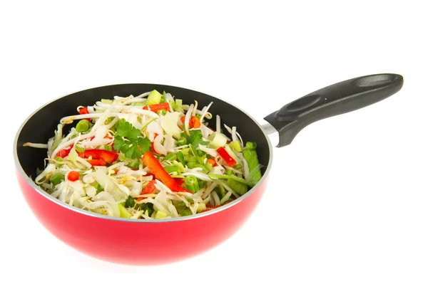 Fritovací pánev wok s zeleninou — Stock fotografie